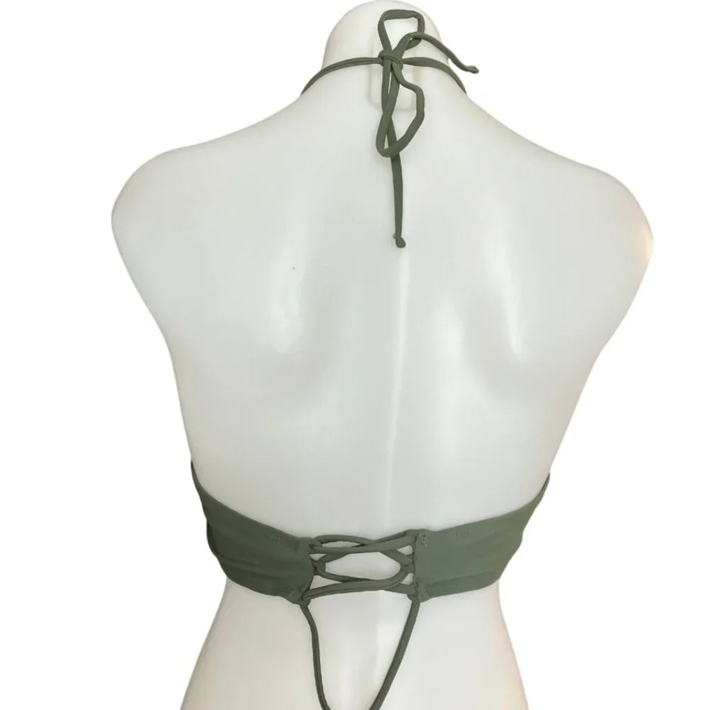 So swim Crochet High Neck Top Sage Green Junior size L(11-13)